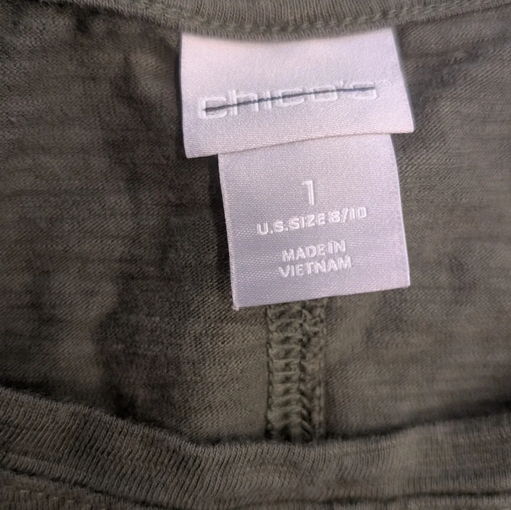 Chico's Cotton Blend Mid Length Casual Dress Olive Green - Picture 6 of 9